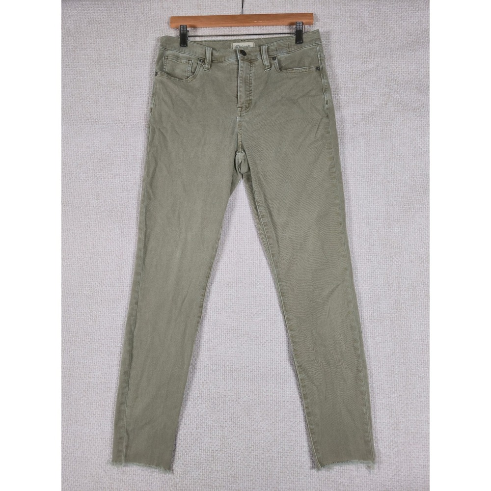 Madewell The Perfect Vintage Jeans High Rise Skinny Olive Green Raw Hem Women 30